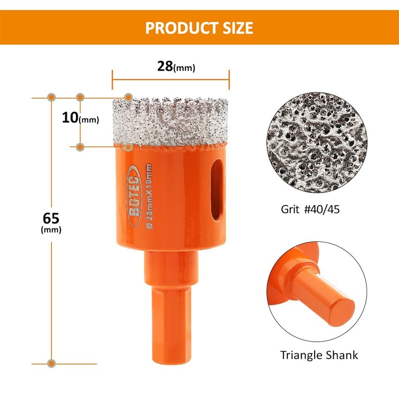 Dry Diamond Core Drill Bits,BGTEC 1pc 1-1/8" Diamond Hole Saw