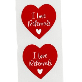 Heart Shaped Stickers, Envelope Sealer - I Love Referral, We Love Referral and Thank You (I Love Referrals, Small - 3/4")