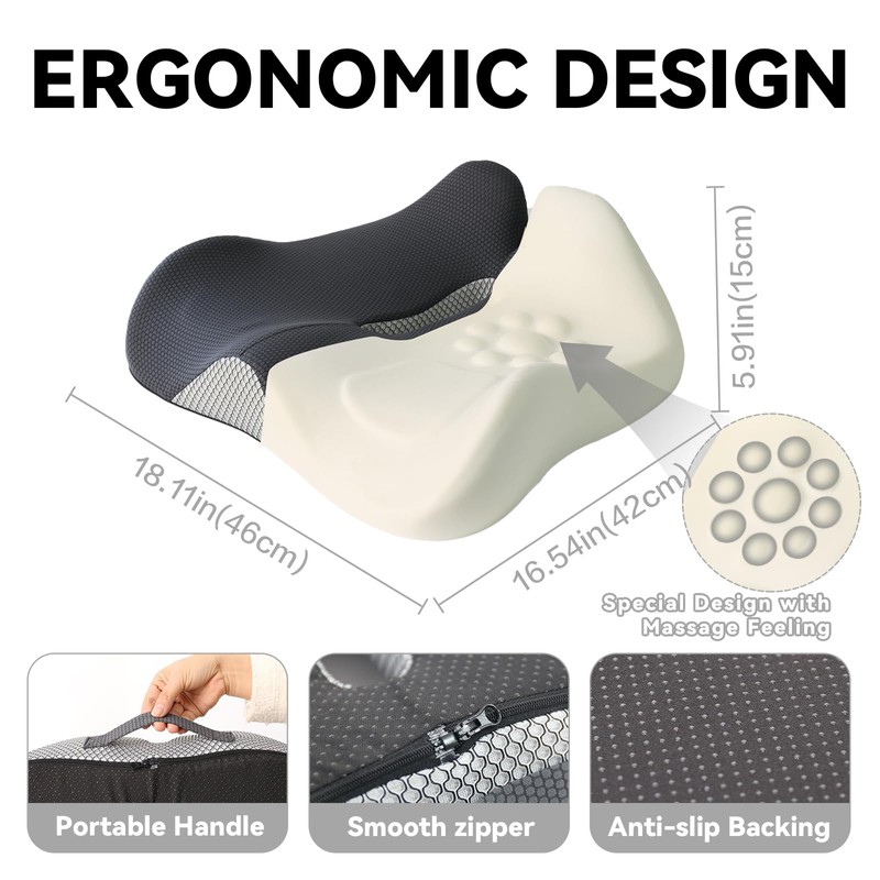 18x16.5 Inch Memory Foam Seat Cushion for Office Chair, Contoured