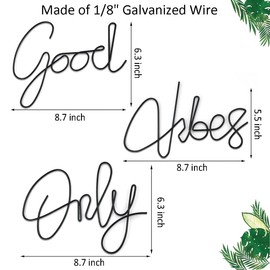 Marynee Good Vibes Only Wall Decor Signs Metal Letters Wall Decor Inspirational Wall Decals for Room Office Home Wall, 9x6 Inches, Black