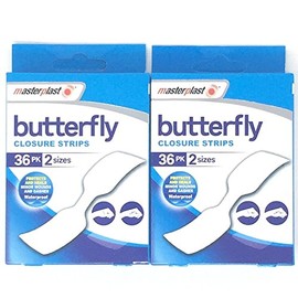 Masterplast Schmetterling-Pflaster, wasserdichte Pflaster, 2 Packungen, 72 Pflaster