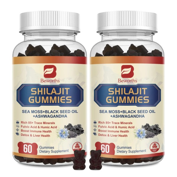 B BEWORTHS 2Pack Shilajit Resin Gummies Shilajit Sea Moss Supplement