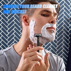 Arqumi Razors Blades for Men - 6 Blades Razor with Precision Trimmer, Manual Razor with 2 Replaceable Magnetic Razor Head, Black