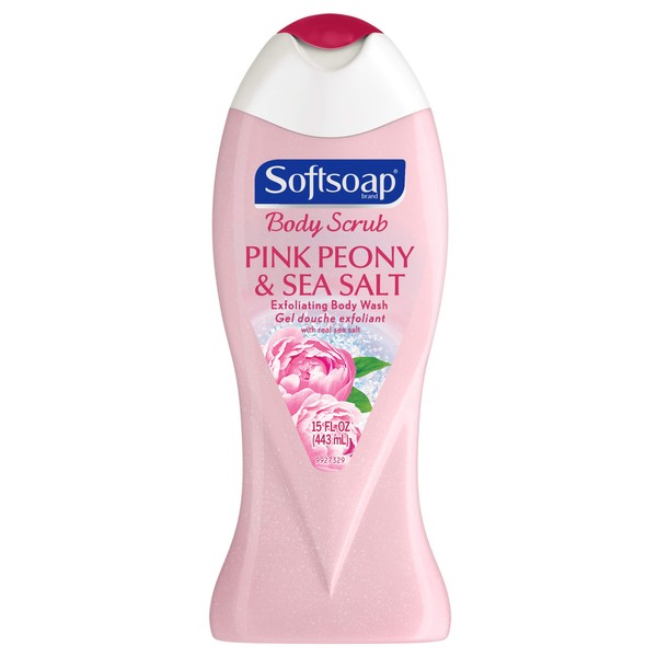Softsoap Body Wash Scrub, Pink Peony & Sea Salt, 15 FL OZ