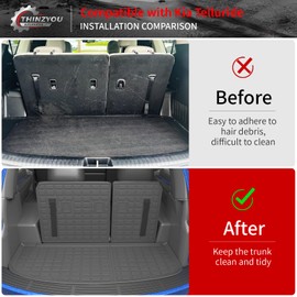 Thinzyou Cargo Mat Compatible with 2020-2025 Kia Telluride Trunk Mat Cargo Liner Trunk Liner TPE All Weather Back Seat Cover Protector 2024 Telluride Accessories (Trunk Mat with Backrest Mat)