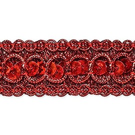 Expo International Trish Sequin Metallic Braid Trim Embellishment, 20-Yard, Red