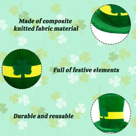 Evankin St Patricks Day Hats Green Shamrock Leprechaun Top Hat Funny Party Costume Accessories for Men, Women and Kids(2pcs Green Clover)
