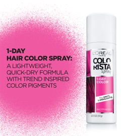 L'Oreal Paris Colorista 1-Day Washable Temporary Hair Color Spray, Hot Pink, 2 Ounces