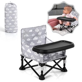Portable Baby Chair, Baby Booster Seat for Kitchen Chair with Cloud Print, Folding Legs