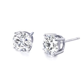 CZ Studs Earrings for Women Cubic Zirconia Stud Earrings Sterling Silver Simulated Diamond Earrings for Women Men Hypoallergenic Earrings for Women Sensitive Ears (4mm, Silver)