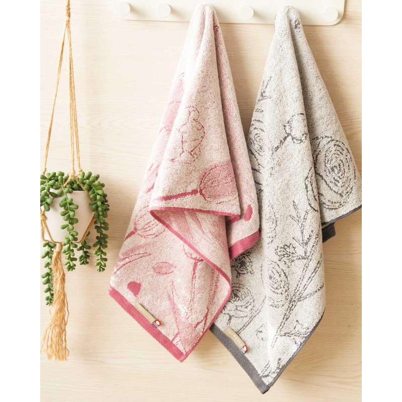 Imabari Towels, Taoyaka Flower Pattern, Bath Towels, Certified 2 Piece