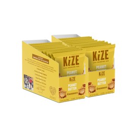 KiZE Energy Bar, Peanut Butter, 20-Count Pack, 4 Ingredients, 10g Grass-Fed Whey Protein, Clean & Simple Real Food, Gluten Free, Non-GMO, Soy Free, Mission Based, Made in The USA, High Protein Snacks (20 Count)