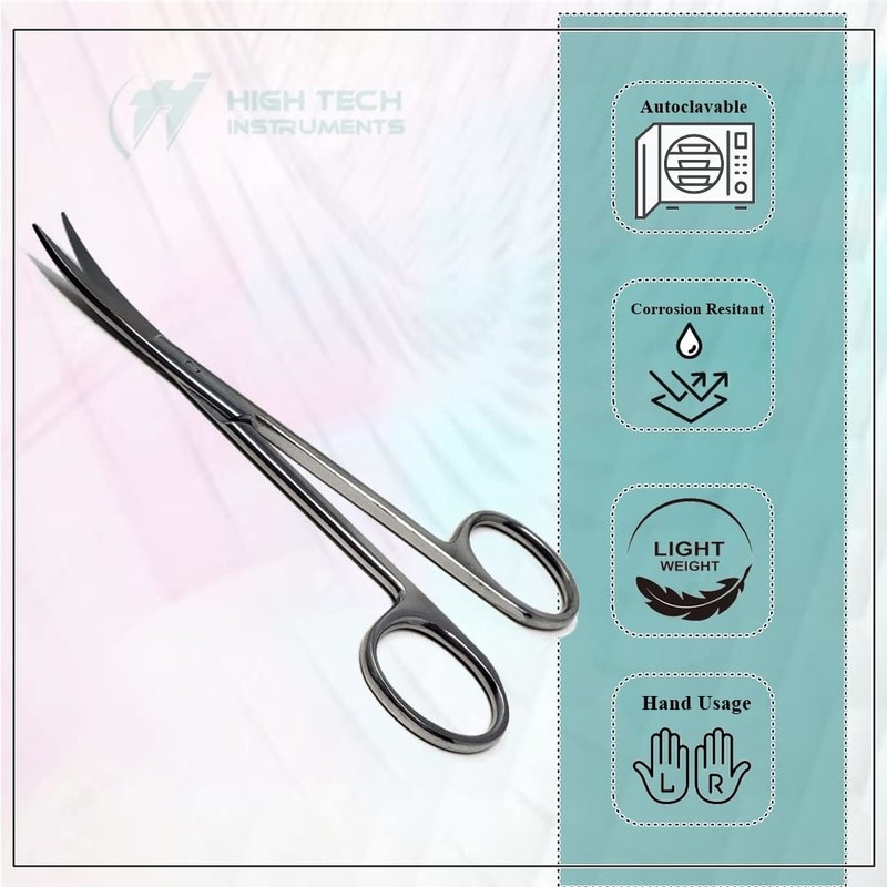 Premium Iris Scissors Micro Dissecting Scissors Curved 4.5" with Fine