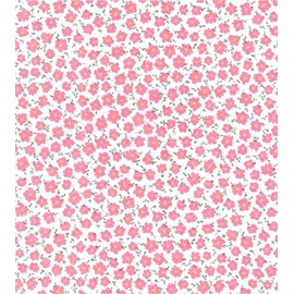 CRS Fur Fabrics 5056653809366 Bedruckter Polyester-Baumwollstoff – rosa Blumen auf Weiß, 1 m, 110 x 100 cm, Polybaumwolle, multi, 1Mtr 110cmx100cm
