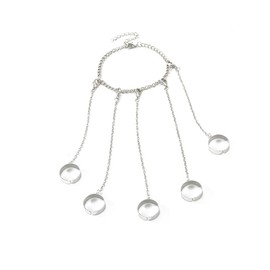 Caiyao Punk Chain Finger Rings Bracelet for Women Adjustable Silver Gothic Cool Statement Stackable Rings Hand Harness Chain Rings Bracelet Eboy Egirls Hiphop Rock Jewelry-A Five Rings
