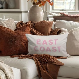 Wheatwin Pink Coastal Throw Pillow Cover 12x20, Preppy East Coast Coquette Pink Decor for Girls Room College Sofa Couch, Trendy Retro Dorm