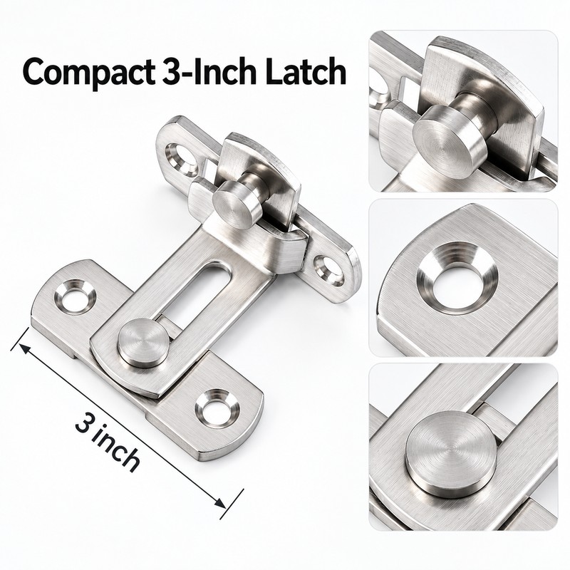 Stainless Steel Door Latch Bolt – 3-Inch Sliding Door Lock