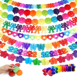 Colourful Paper Garland Decoration Party Garlands Paper Garlands Colourful for Wedding Carnival Graduation Birthday Party Pack of 8