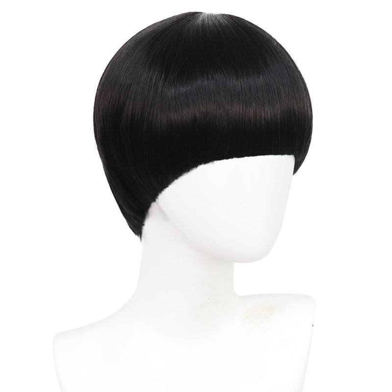 BESTBEL Black Bowl Cut Wigs for Men Short Black Mushroom