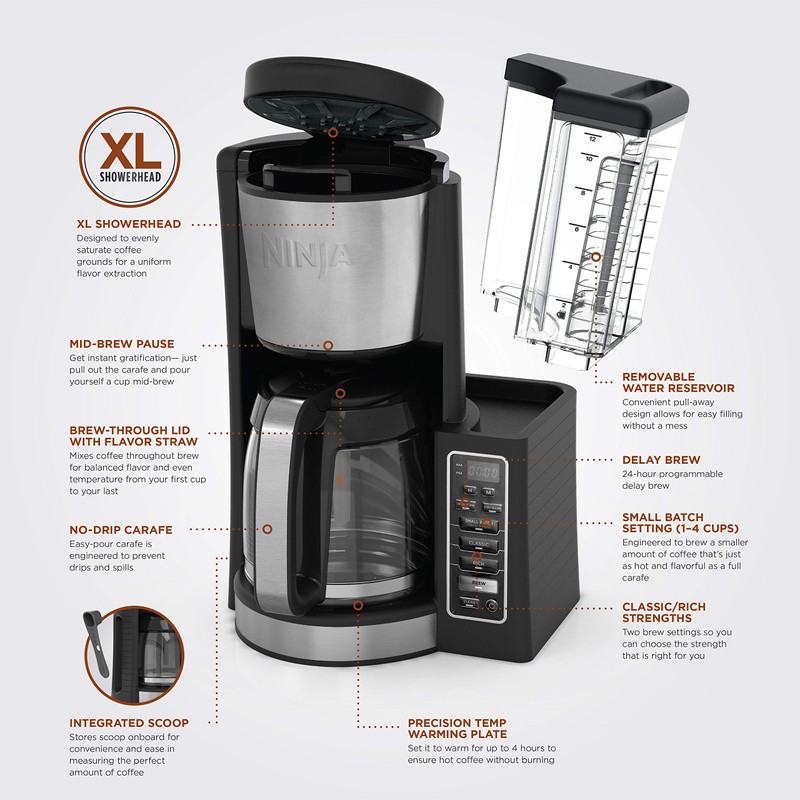 Ninja 12-Cup Programmable Coffee Maker with Classic and Rich Brews,