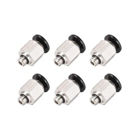 sourcing map Straight Pneumatic Push to Quick Connect Fittings M6 Male X 6mm Tube OD Silver Tone 6pcs