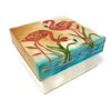 Kubla Craft Capiz Shell Keepsake Box, Pair of Flamingos, 4