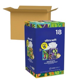 Ultra Soft 3-Ply Facial Tissues – 18 Cube Boxes, 72 Tissues Each, Hypoallergenic, Fragrance-Free