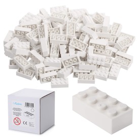 120 Building Blocks 4 x 2, Compatible with All Other Manufacturers, Available in Many Colours, White