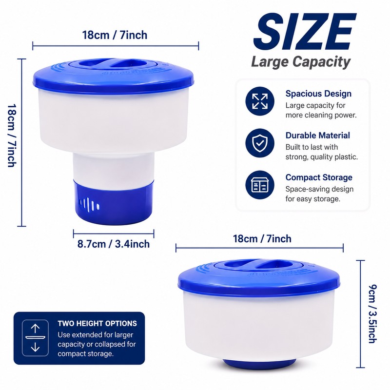Floating Pool Chlorine Tablet Dispenser for Water Care – Adjustable