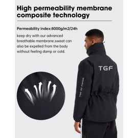 TGF Men's 8 Pockets Lightweight Breathable Fishing Wading Rain Jacket Waterproof Shell for Outdoor Foul Weather