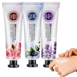 Set 3 Cremas Hidratantes de Manos de Aroma Frutal y Alta Hidratacion Reparadora Resequedad Portatil Extractos Naturales Blueberry Rosas Lavanda       