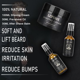 Mens Shaving Kit - Sandalwood Shaving Cream, After Shave Lotion & Pre Shave Oil - Fights Razor Burn, Nicks & Cuts - Luxury Grooming Essentials for Men - Secret Santa Gift Set Stocking Stuffers
