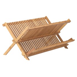 Helen’s Asian Kitchen Bamboo Foldable Compact Dish Drying Rack, 20.5-Inches x 13-Inches