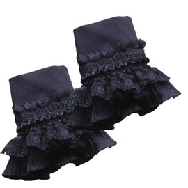 YAKEFJ Floral Layered Lace Cuff Stretch Bracelet False Sleeves Wrist Cuffs 1 pair