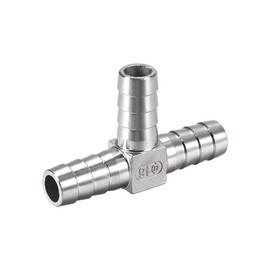 sourcing map 5/8-Inch (16mm) Hose ID Barb Fitting Stainless Steel 3 Way T Shaped Union Home Brew Fitting