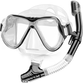 Karvipark Dry Snorkel Set, Anti-Fog Scuba Snorkelling Packages, Panoramic Wide View Snorkelling Goggle, Professional Snorkelling Gear for Adults
