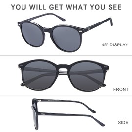 Duco Classic Round Sports Polarized UV400 Protection Sunglasses for Women 1230 (Black)