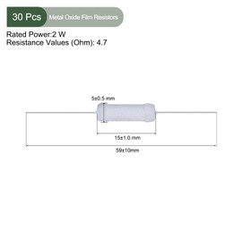 YOKIVE Pack of 30 Metal Oxide Layer Resistors Axis Line Resistance Hold Normal Circuit Operation Large for Electric Current Equipment (Grey 2 W 4.7 Ohm)