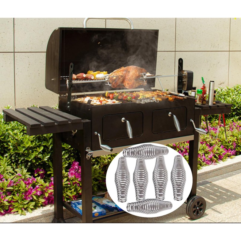 6Pcs Stainless Steel BBQ Spring Handles 4.4-Inch Long Heavy Duty