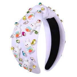 MOLOCH Easter Headband for Women Enamel Cute Bunny Carrot Headband Jeweled Crystal Knotted Head Band Easter Rabbit Headwear Spring Hair Accessories Gifts