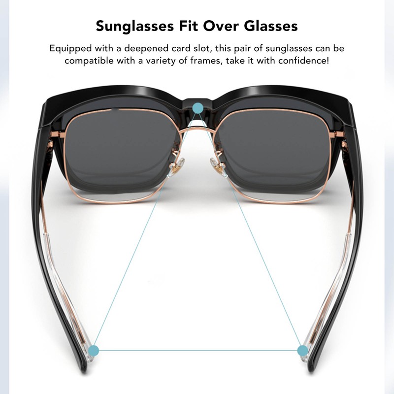 Oversized Sunglasses Fit Over Glasses PC Non Slip UV Protection