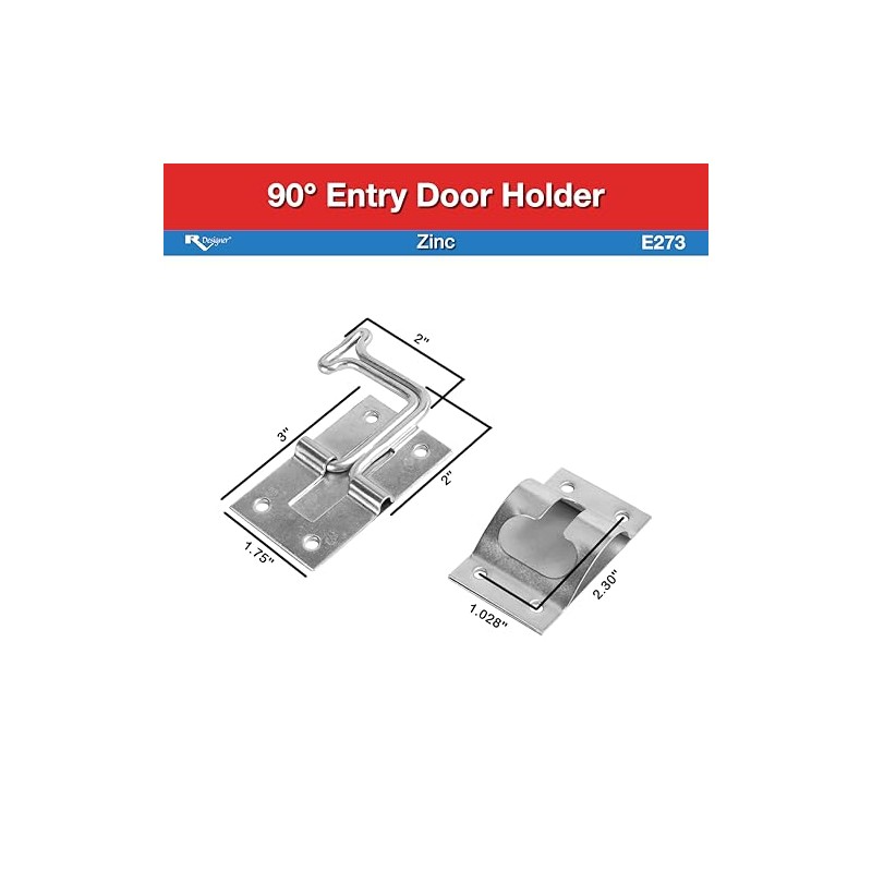 RV Designer E273 Zinc T-Style Entry Door Holder - Angled