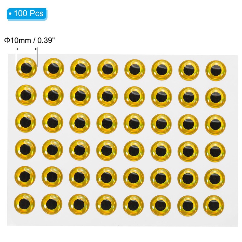 PATIKIL Fishing Lure 3D Eyes 10mm, 100Pcs Waterproof Artificial Fish