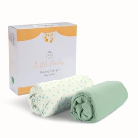 Little Peaches Baby Crib Sheets Neutral - Super Soft Toddler Bed Sheets for Standard Crib Mattress, Crib Sheets for Boys & Girls, Stretchy Knit Fitted Crib Sheet, 2 Pack - Polka Dot-Blue & Cool Blue