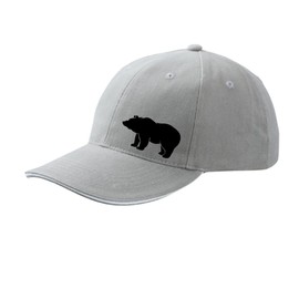 Huuraa Cappy Hat Bear Silhouette Unisex Cap Size with Motif for All Animal Lovers Gift Idea for Friends and Family, Dark grey/white