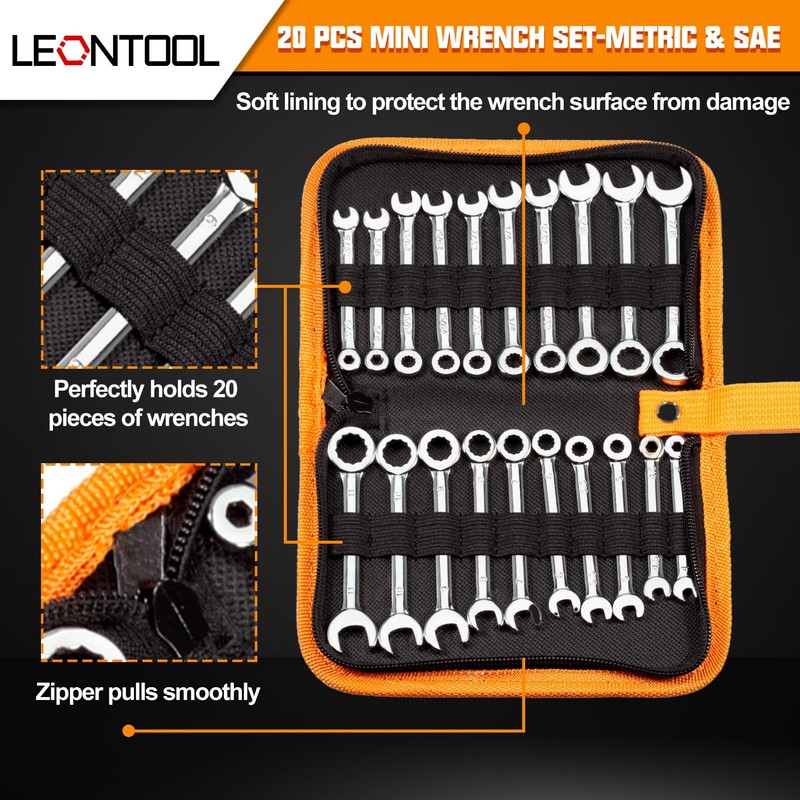 LEONTOOL Mini Spanner Set, 20 Pieces, 5/32"-7/16", 0.2 - 0.4