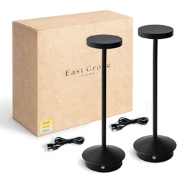 Orbit LED Cordless USB-C Re-Chargeable Desk Lamp, 5200mAh Battery Operated with 3 Color Temperature 2700K-3000K-3500K and Fingertip Touch On/Off Plus Dimming in Black (Pack of 2)