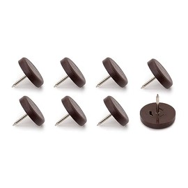 K.D.J. Brand Plastic Furniture Glides with Round Nails, Pack of 8 in Brown, 20 mm Diameter, 5 mm Thick, Chair Glides with Nail, Plastic Glides for Garden Chairs - Made in Germany