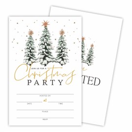 Tabyon Christmas Party Invitation Cards - Snowy Pine & Star - 20 Invitations & Envelopes, Invites For Christmas Party, Holiday Dinner, Festive Season Party Favor & Decorations - A05