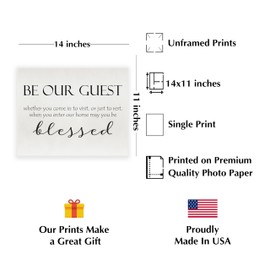 Be Our Guest Motivation Wall Art Hanging Decor Pictures for Living Room, Inspirational Wall Art Decorations for Home, Boho Wall Decor for Bedroom, Living Room & Bathroom, Unframed - 14 X 11